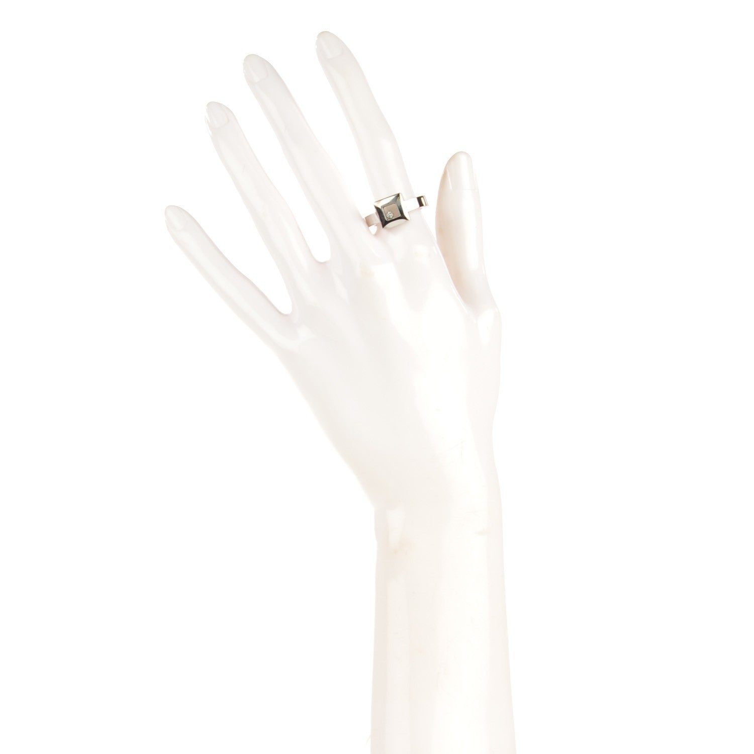 Chopard 18K White Gold Happy Diamond Square Ring 8.25 2 of 7