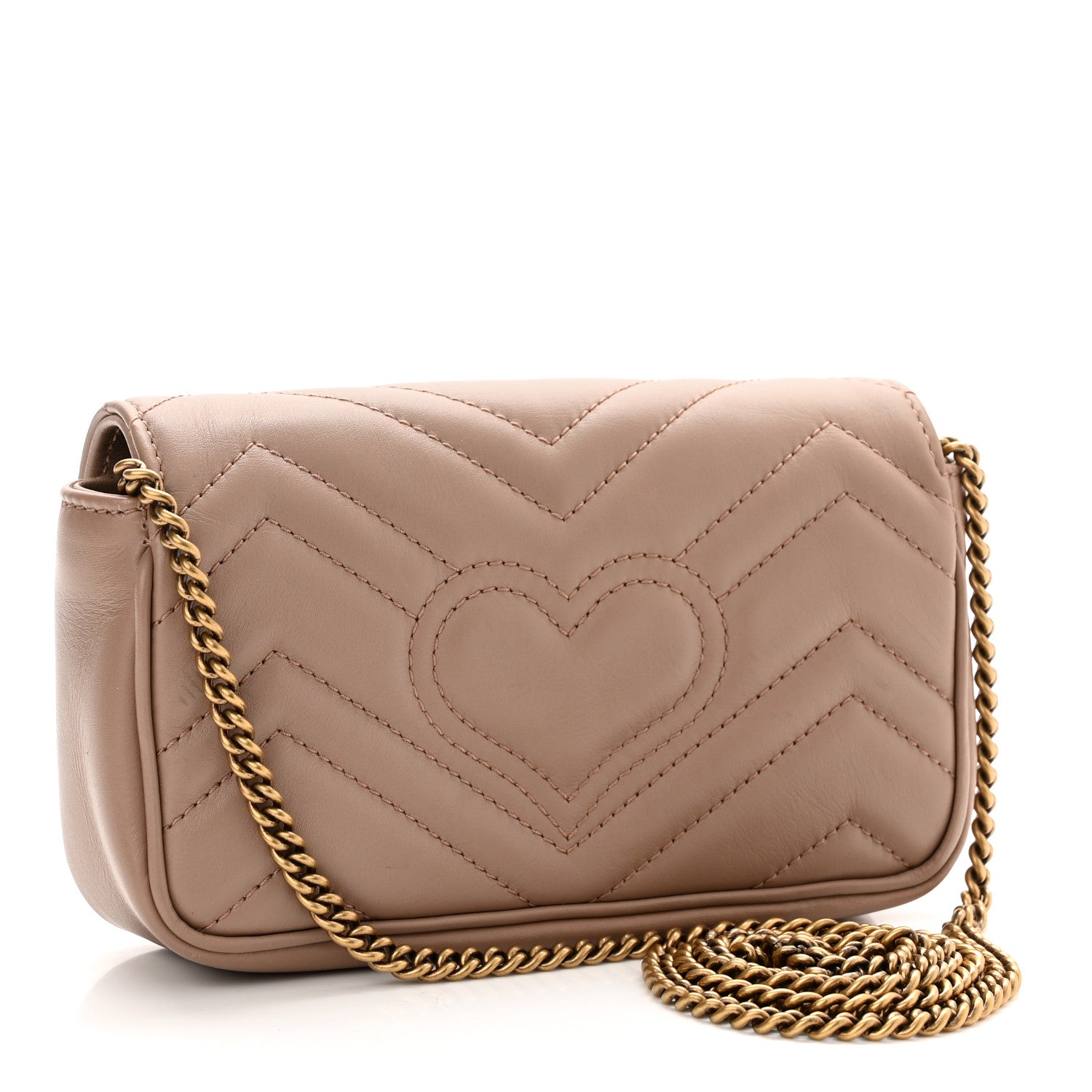 Gucci Calfskin Matelasse Super Mini GG Marmont Shoulder Bag Porcelain Rose 3 of 10
