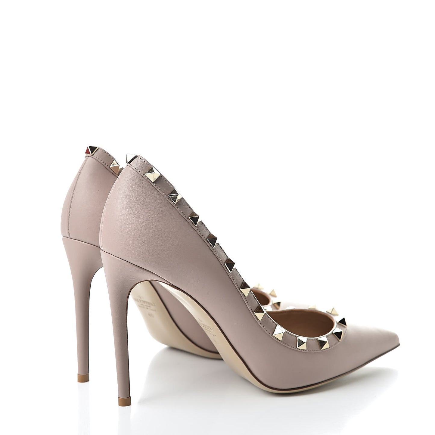 Calfskin Nappa Rockstud 100mm Pumps 40 Poudre