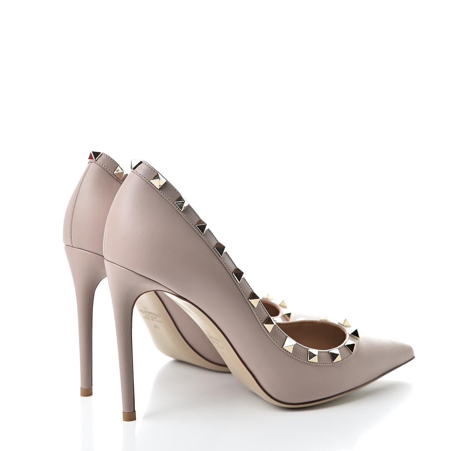 Valentino Garavani Calfskin Nappa Rockstud 100mm Pumps 40 Poudre 4 of 8