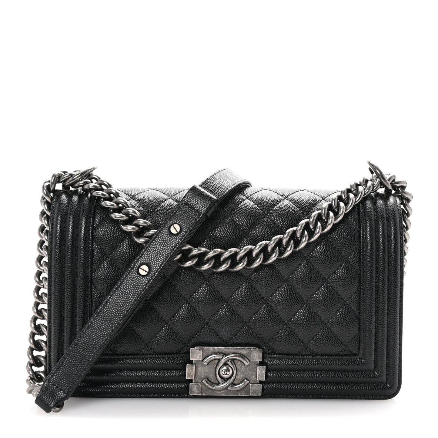 Caviar Quilted Medium Boy Flap Black