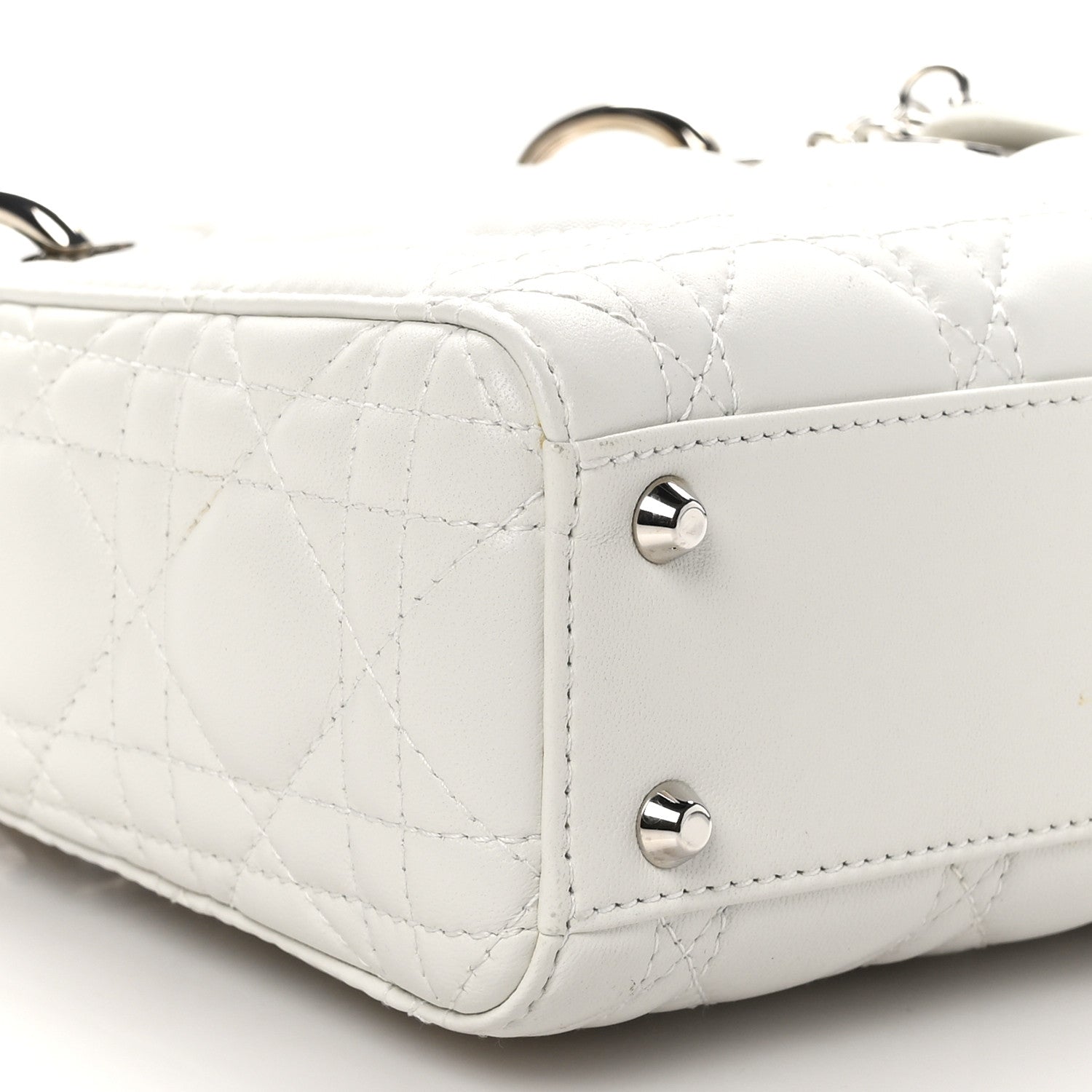 Christian Dior Lambskin Cannage Mini Lady Dior White 9 of 10