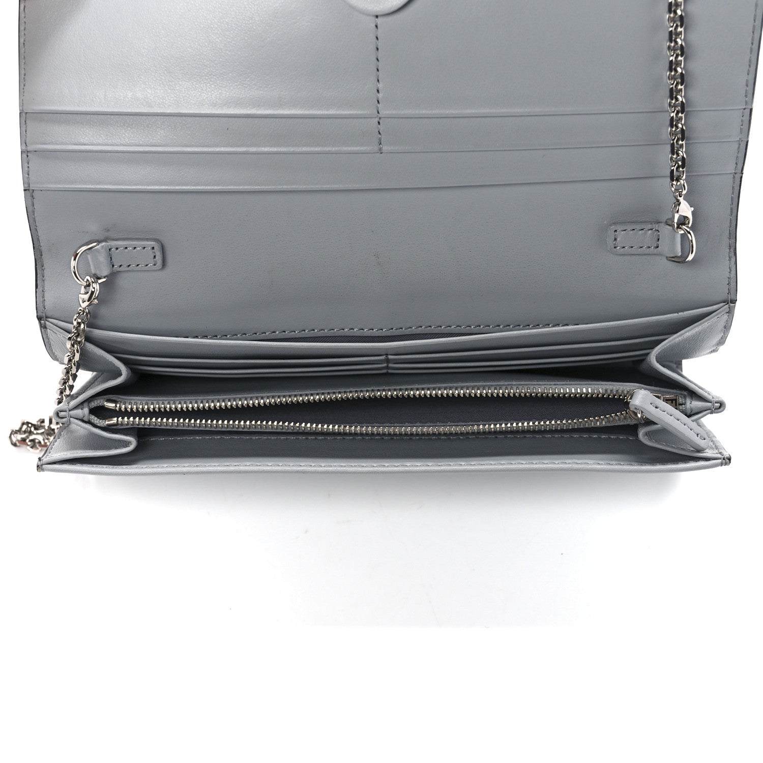 Fendi Vitello Liberty Fun Fair Studded Continental Wallet On Chain Grigio Perla Multicolor 5 of 12