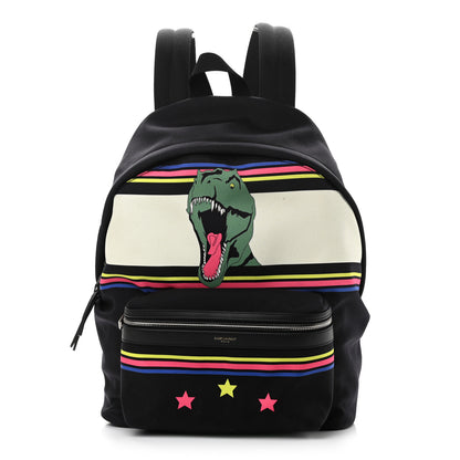 Saint Laurent Nylon Twill Dinosaur Print City Backpack Black Multicolor 1 of 10