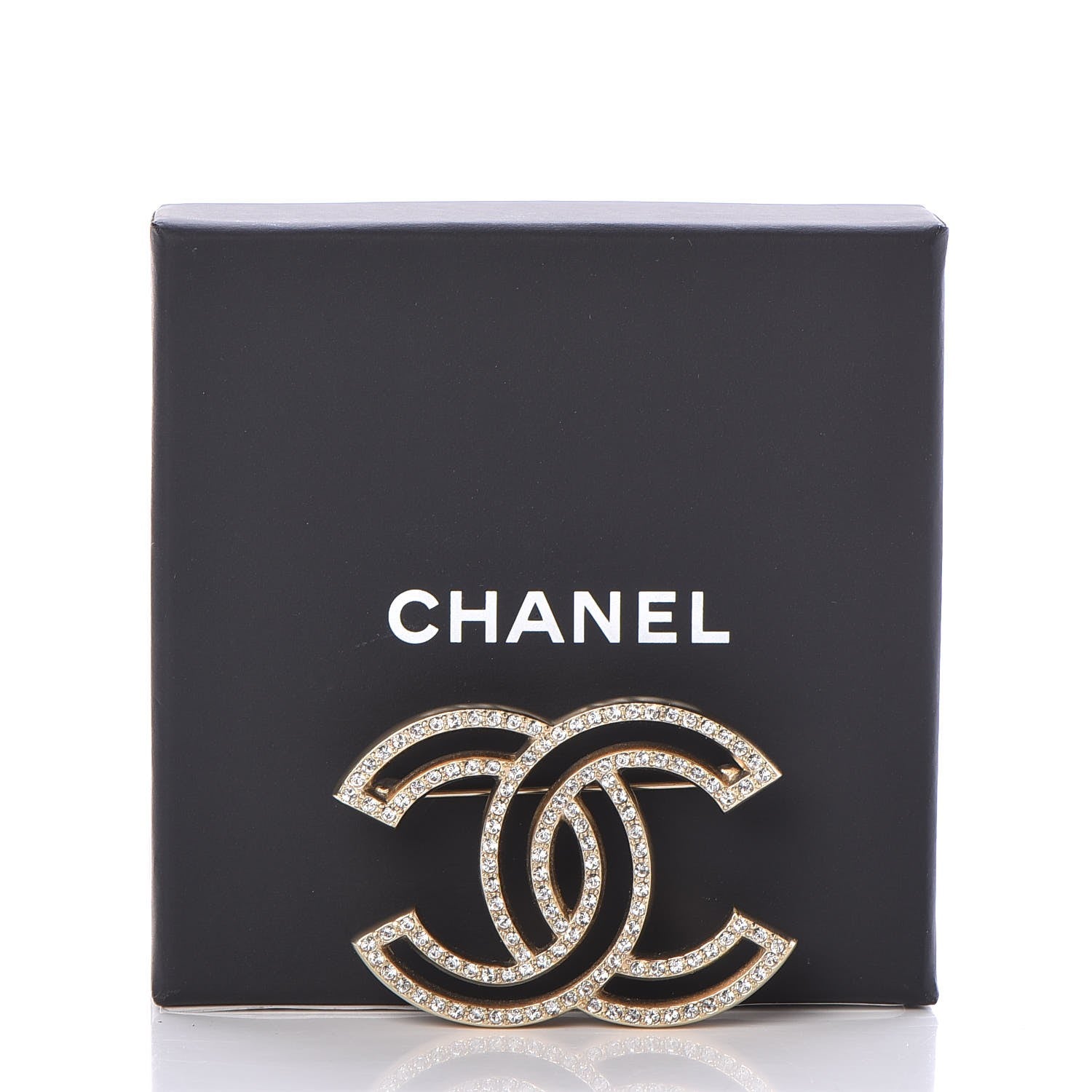 Chanel Crystal CC Brooch Gold 5 of 5