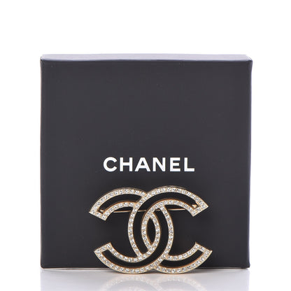 Chanel Crystal CC Brooch Gold 5 of 5