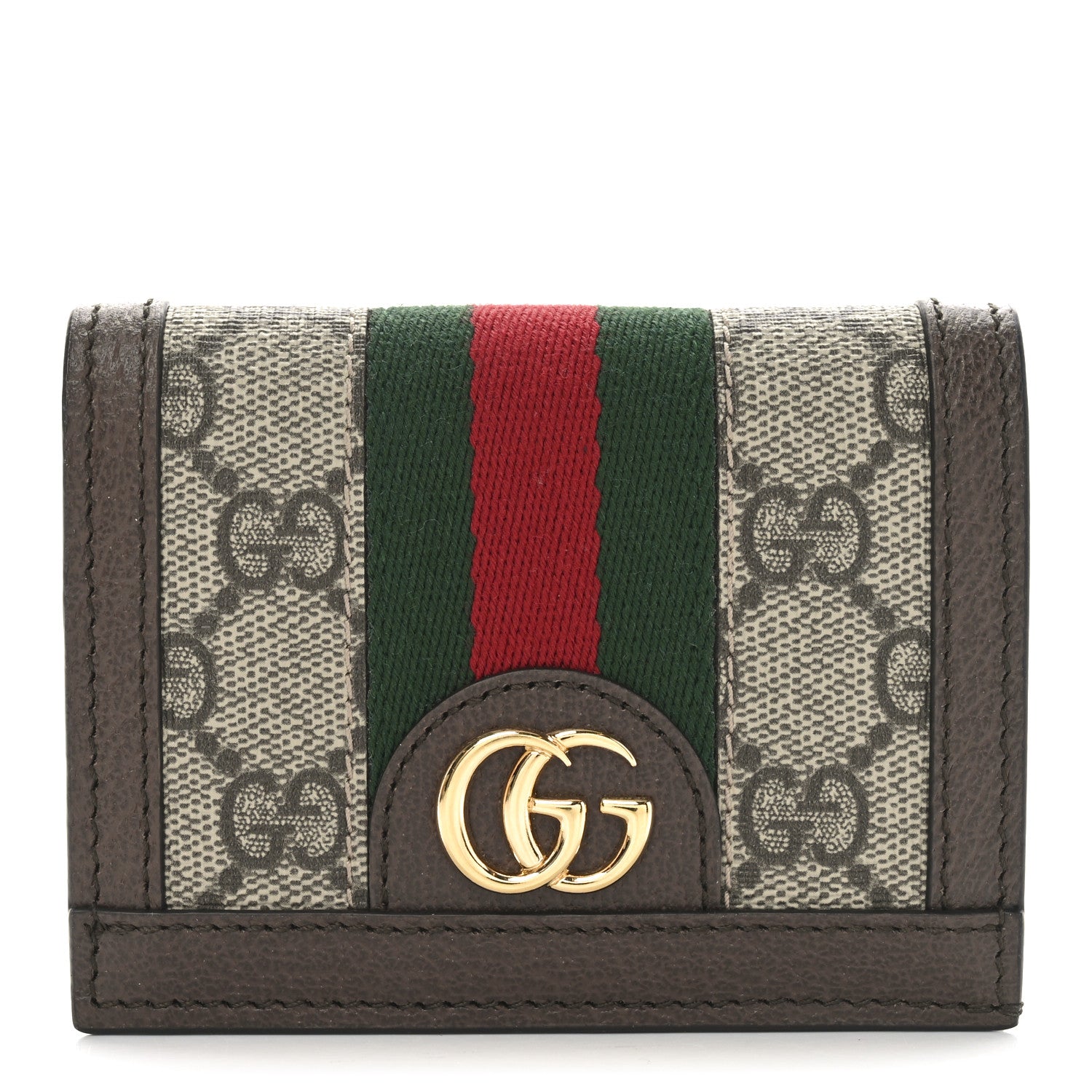 Gucci GG Supreme Monogram Web Ophidia Card Case Beige New Acero 1 of 7