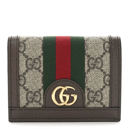 Gucci GG Supreme Monogram Web Ophidia Card Case Beige New Acero 1 of 7
