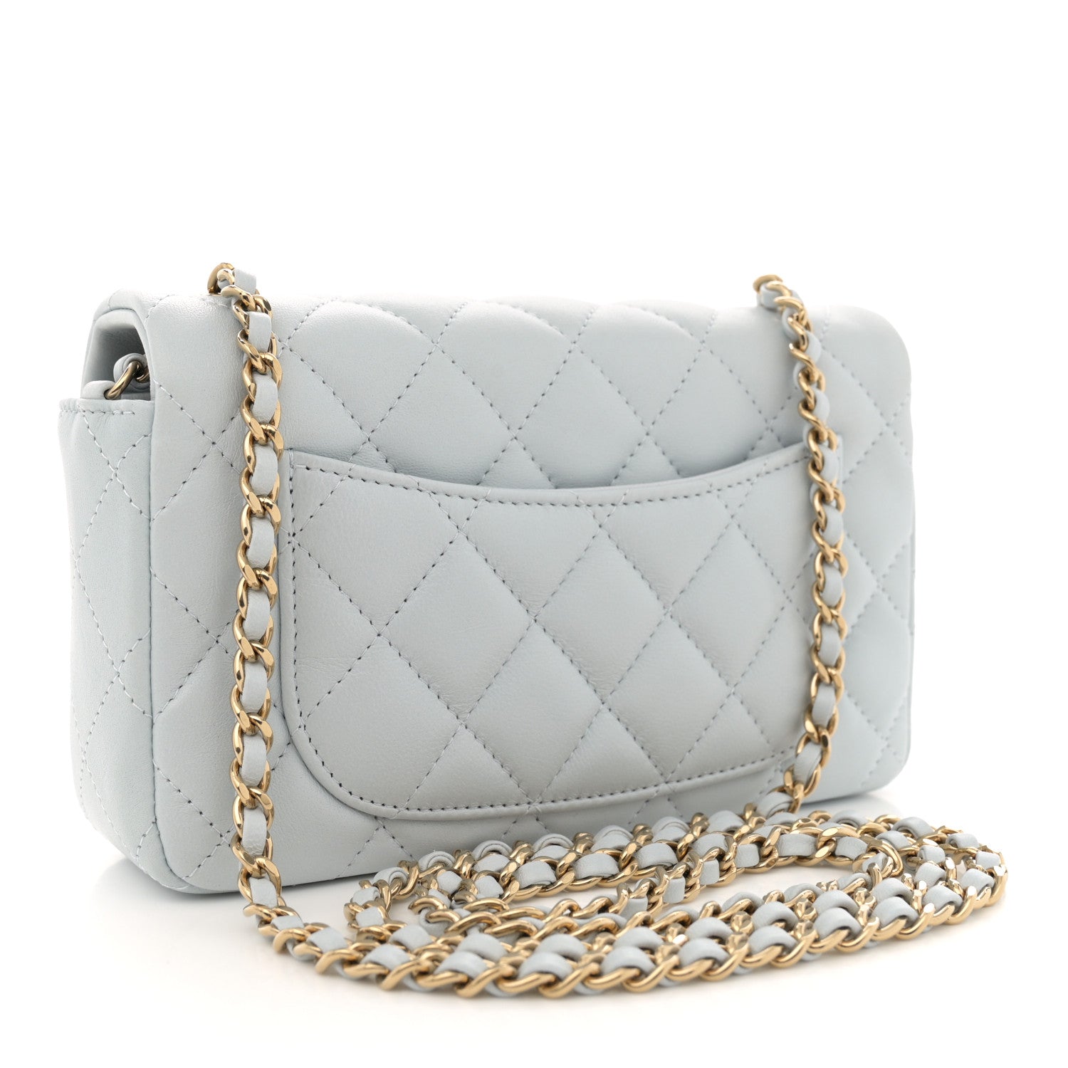 Chanel Lambskin Quilted Extra Mini Rectangular Flap Light Blue 3 of 11