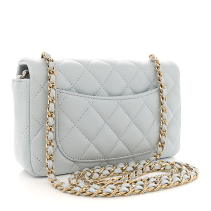 Chanel Lambskin Quilted Extra Mini Rectangular Flap Light Blue 3 of 11