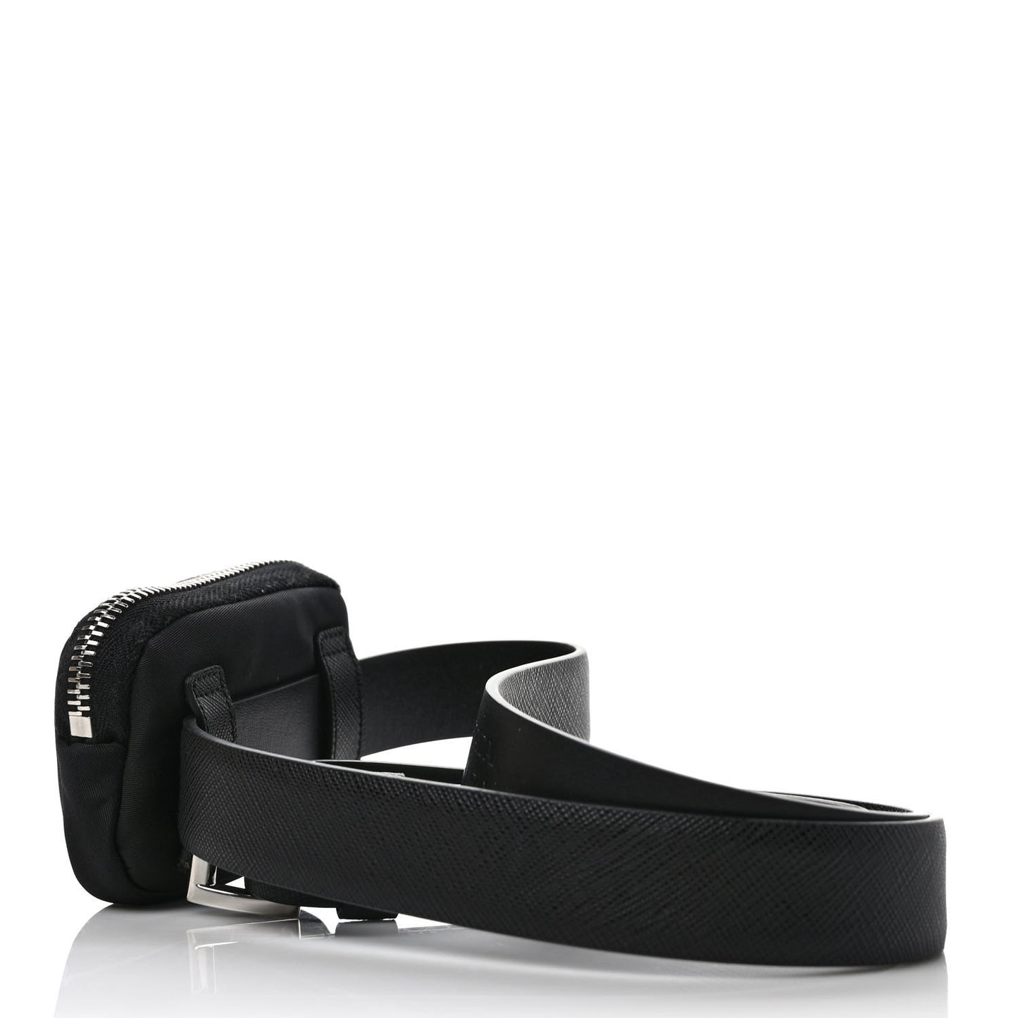 Saffiano Belt With Nylon Pouch Black