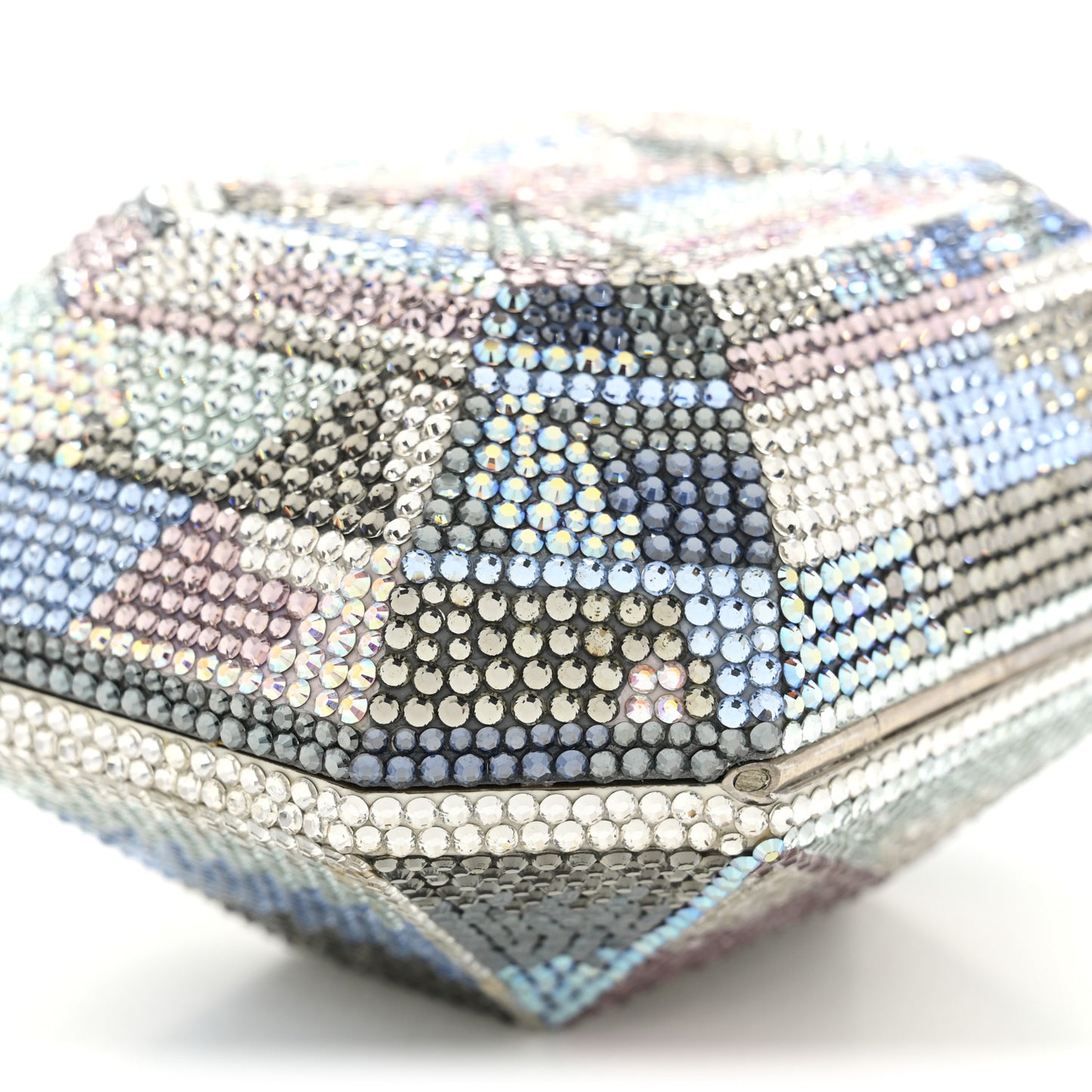 Swarovski Crystal Minaudiere Clutch Silver Multicolor