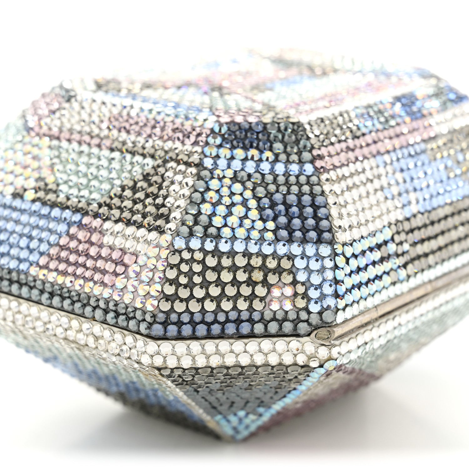 Judith Leiber Swarovski Crystal Minaudiere Clutch Silver Multicolor 9 of 10