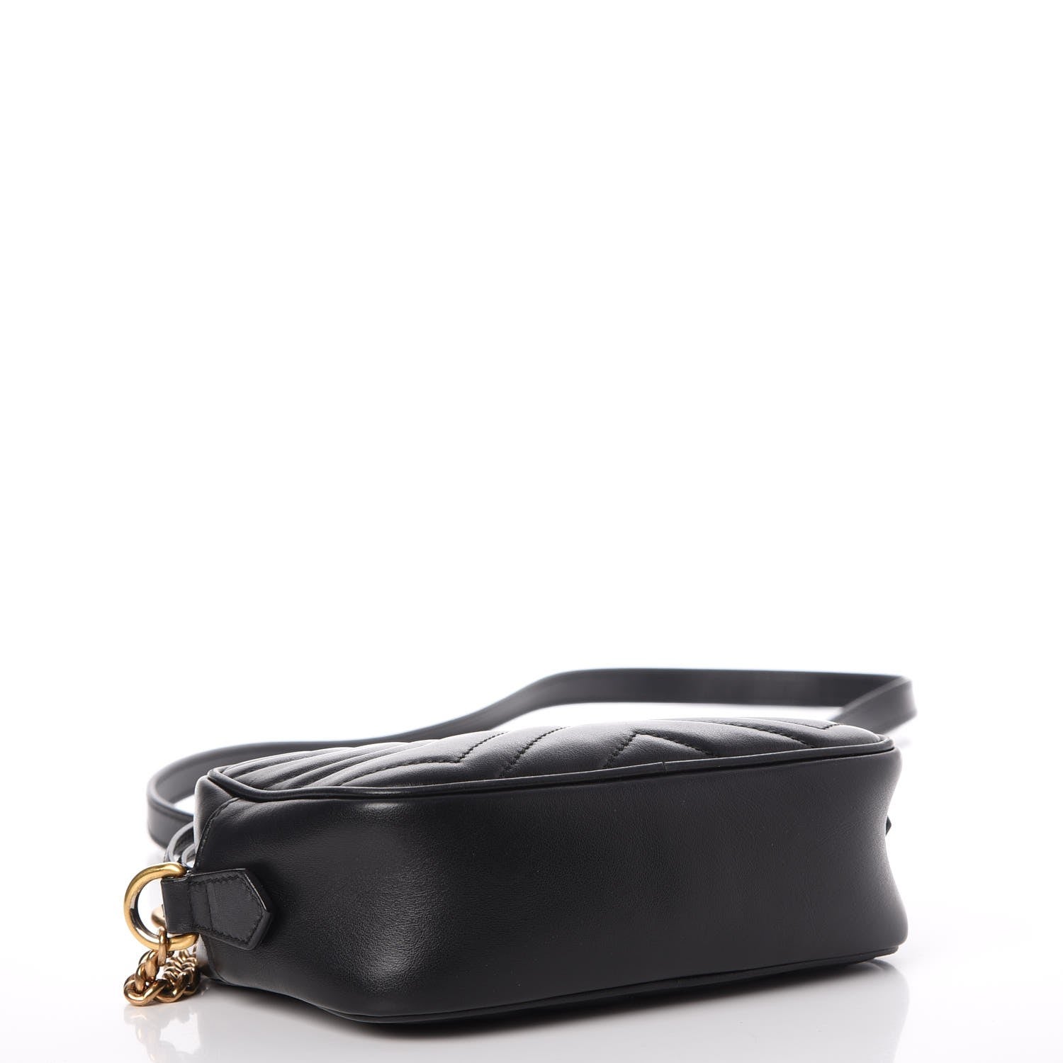 Gucci Calfskin Matelasse Mini GG Marmont Chain Shoulder Bag Black 4 of 10