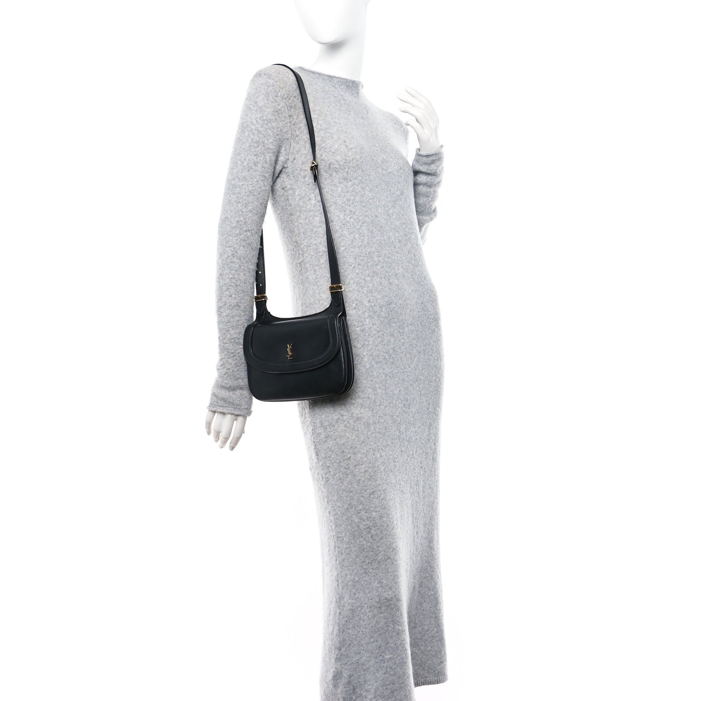 Smooth Calfskin Medium Charlie Shoulder Bag Black