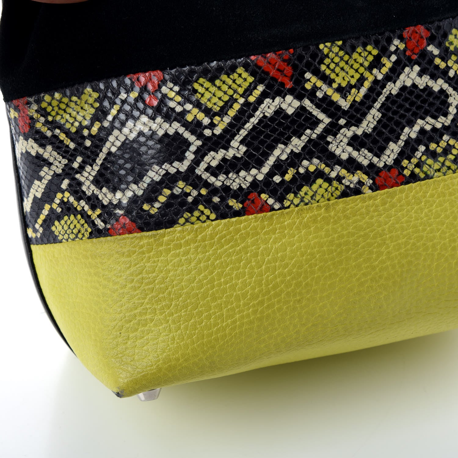 Proenza Schouler Smooth Leather Elaphe Snakeskin Patchwork Medium Bucket Bag Charteuse 15 of 15