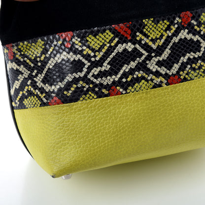 Proenza Schouler Smooth Leather Elaphe Snakeskin Patchwork Medium Bucket Bag Charteuse 15 of 15