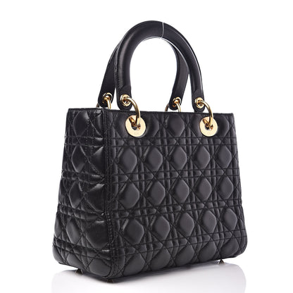Christian Dior Lambskin Cannage Medium Lady Dior Black 3 of 14