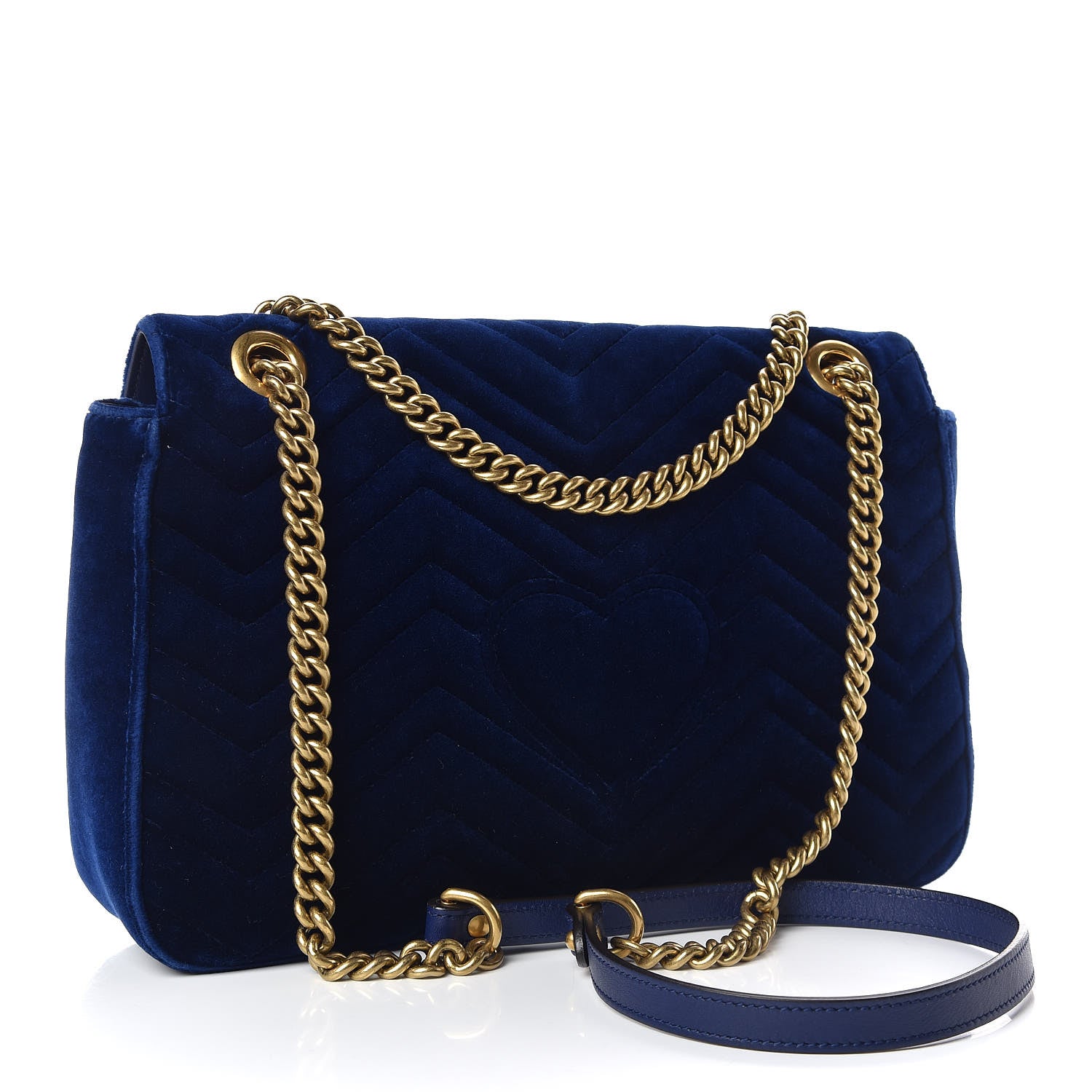 Gucci Velvet Matelasse Medium GG Marmont Shoulder Bag Cobalt Blue 3 of 11
