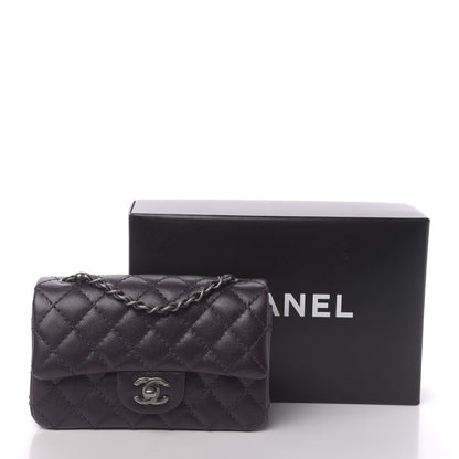 Chanel Washed Caviar Quilted Mini Rectangular Flap Dark Purple 11 of 11