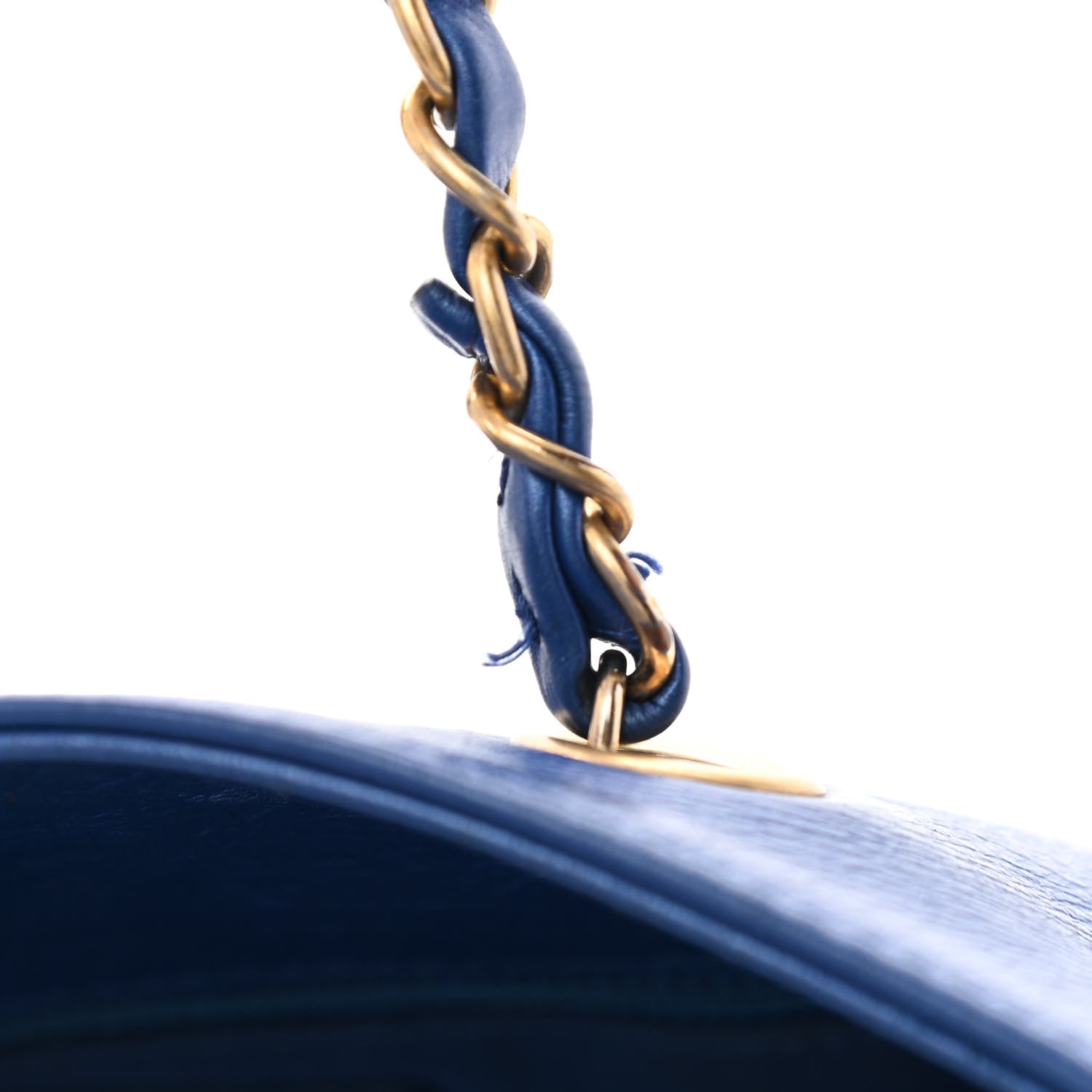 Chanel Calfskin Front Zip CC Drawstring Chain Drawstring Tote Blue 13 of 14