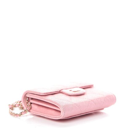 Chanel Iridescent Caviar Quilted Flap Card Holder On Chain Pink 4 of 11