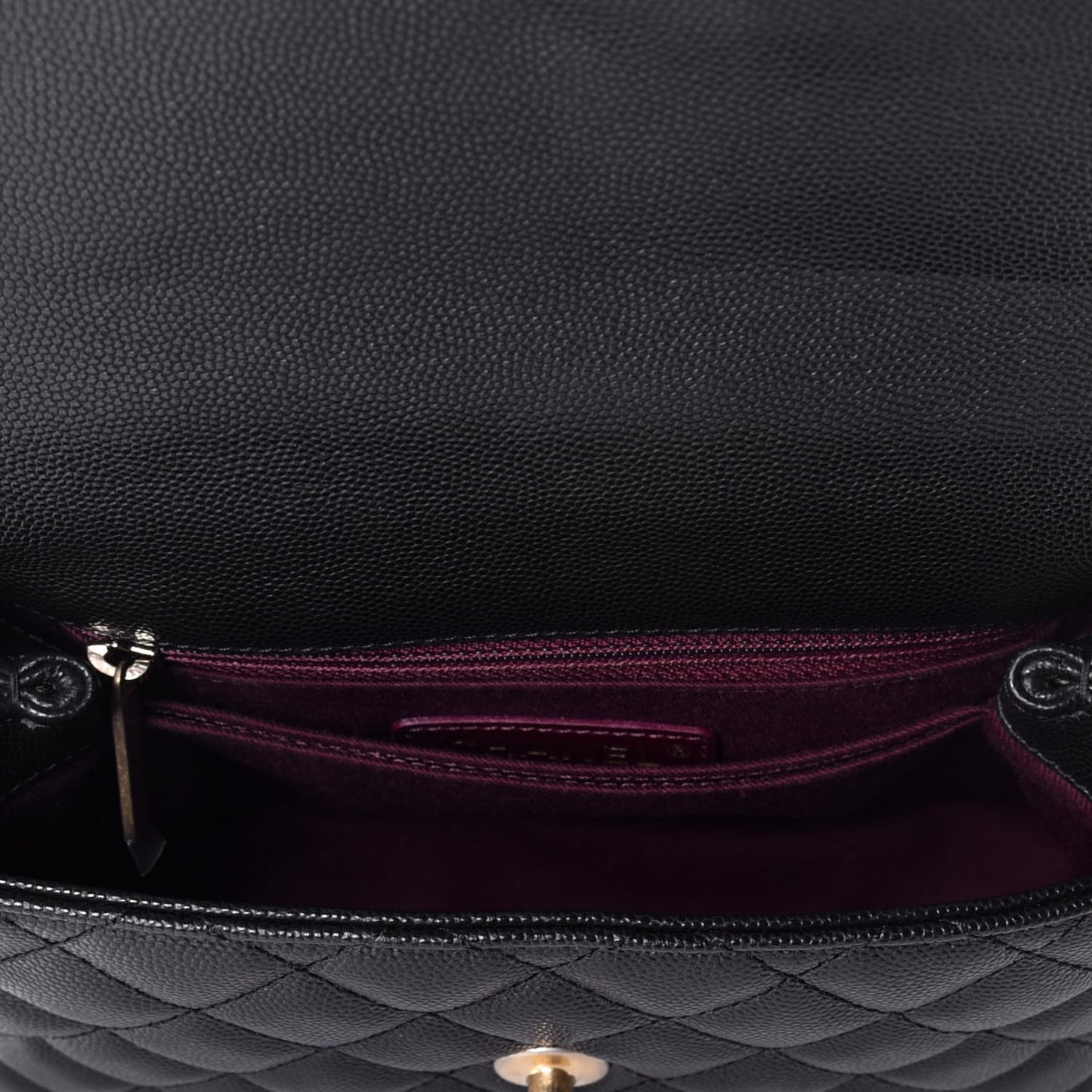 Caviar Quilted Mini Coco Handle Flap Black