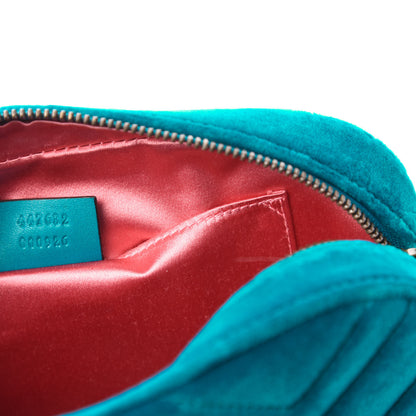 Gucci Velvet Matelasse Small GG Marmont Chain Shoulder Bag Pavone Cyan 9 of 10