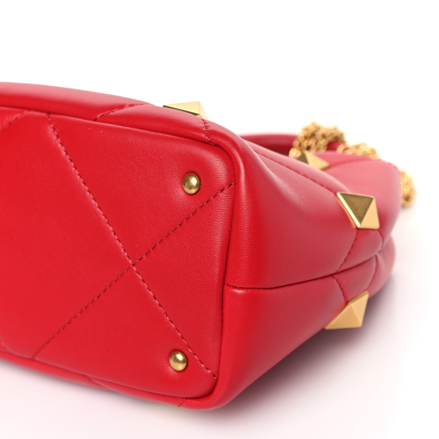 Valentino Garavani Nappa Small Roman Stud The Handle Bag Rouge Pur 8 of 8