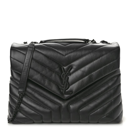 Saint Laurent Calfskin Y Quilted Monogram Monochrome Medium Loulou Chain Satchel Black 1 of 11