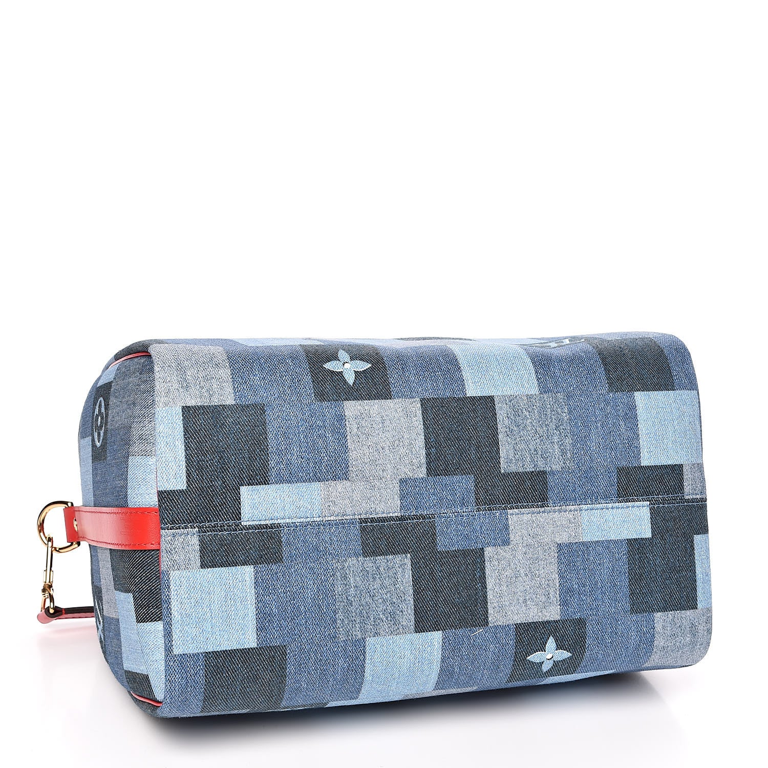 Louis Vuitton Denim Damier Monogram Patchwork Speedy Bandouliere 30 Blue Rouge 4 of 12