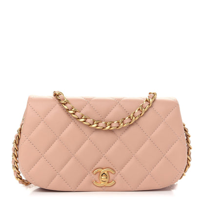 Chanel Calfskin Quilted Coco Mail Clutch With Chain Light Pink 1 of 10