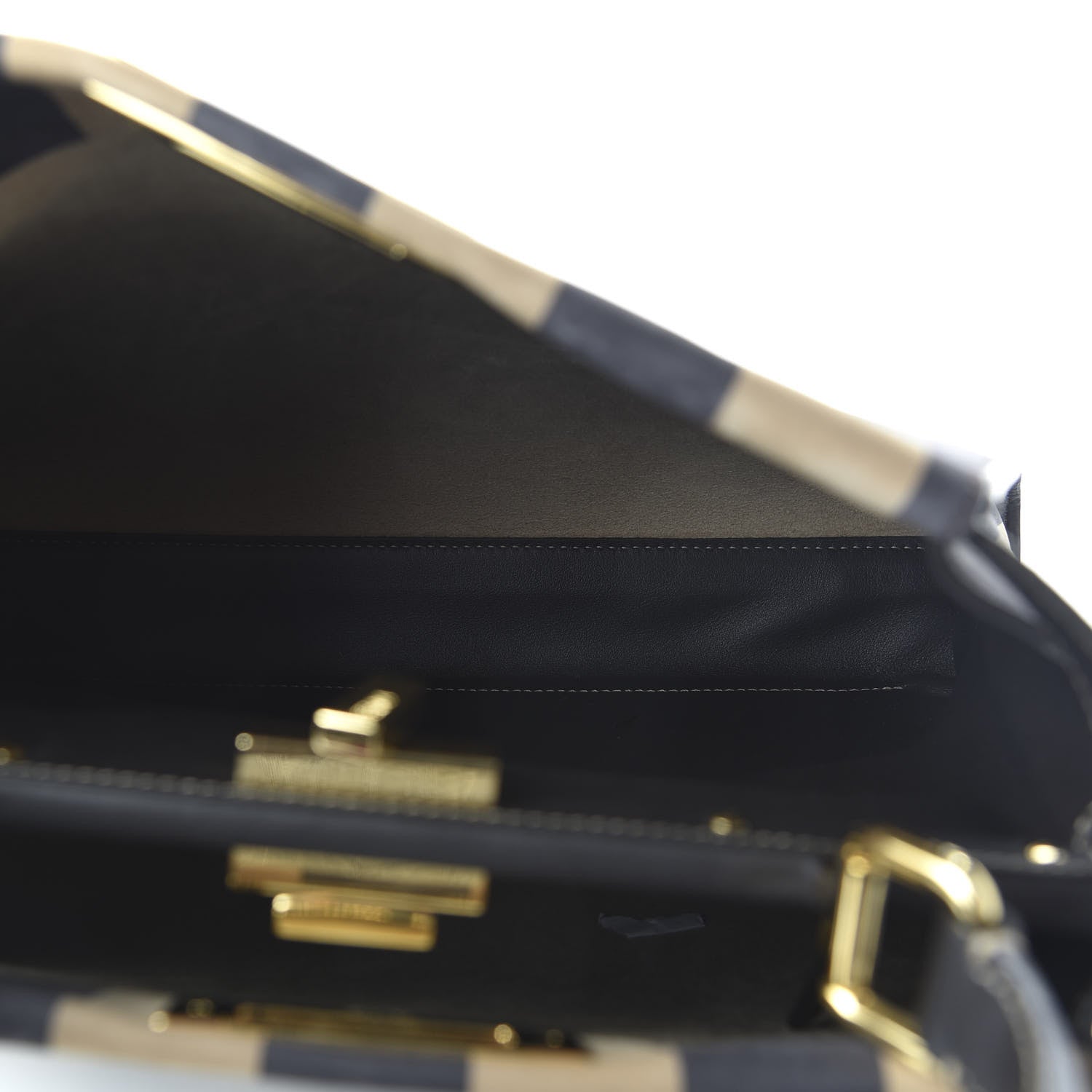 Fendi Vitello Nabuk Seta Pequin Medium Peekaboo Iconic Satchel Tobacco Moro Ebano 5 of 10