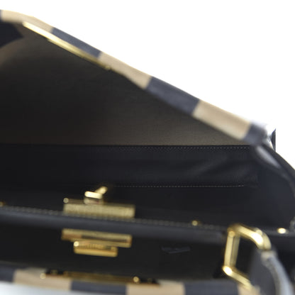 Fendi Vitello Nabuk Seta Pequin Medium Peekaboo Iconic Satchel Tobacco Moro Ebano 5 of 10