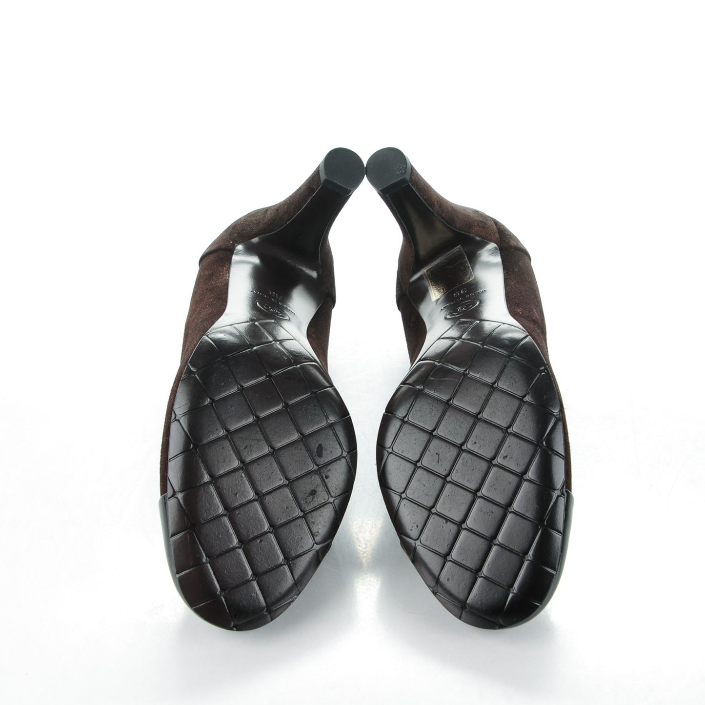 Coated Suede CC Cap Toe Pumps 36 Black Brown