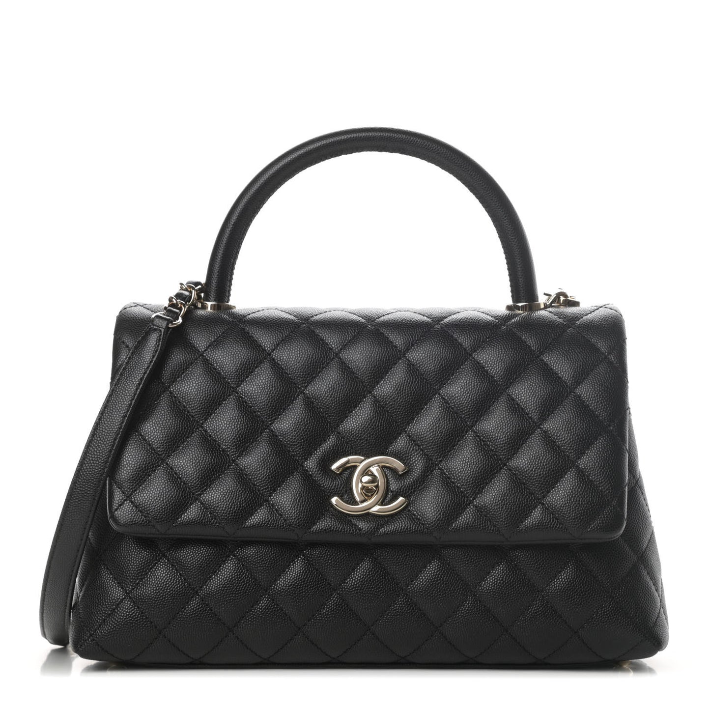 Caviar Quilted Medium Coco Handle Flap Black