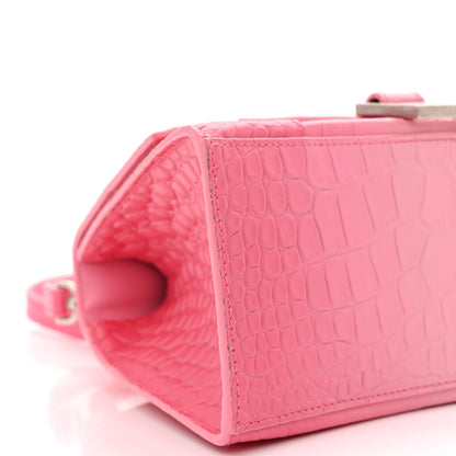 Balenciaga Calfskin Crocodile Embossed Degrade Small Hourglass Top Handle Bag Sweet Pink 10 of 12