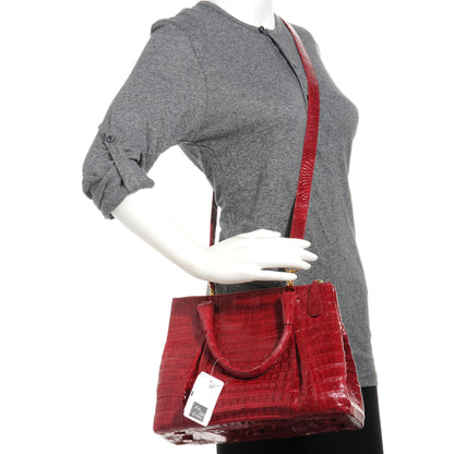 Nancy Gonzalez Crocodile Zip Top Satchel Red 2 of 5