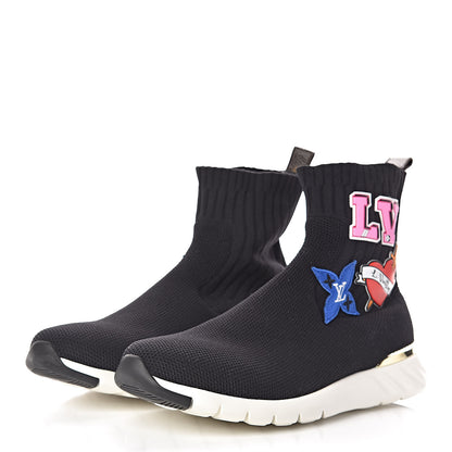 Louis Vuitton Stretch Fabric LV Black Heart Sock Sneaker 41 Black 3 of 9