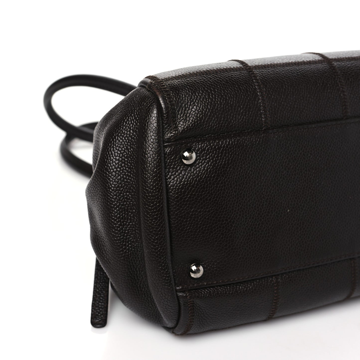 Caviar Square Stitched Tote Dark Brown