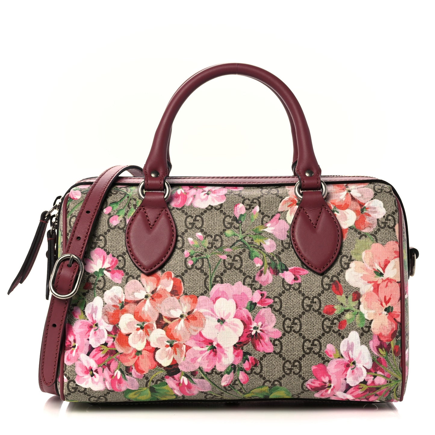GG Supreme Monogram Blooms Small Boston Beige Multicolor Dry Rose