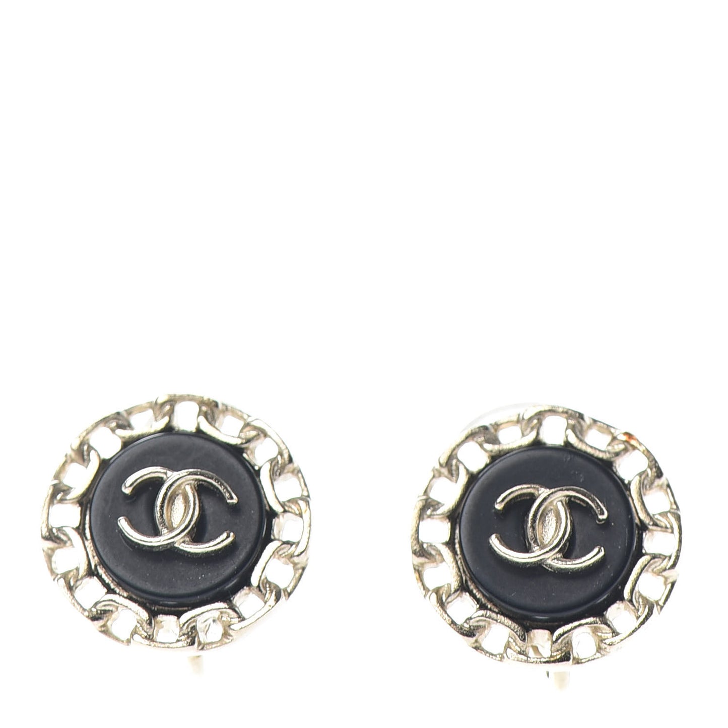 CC Chain Clip On Earrings Golden Black