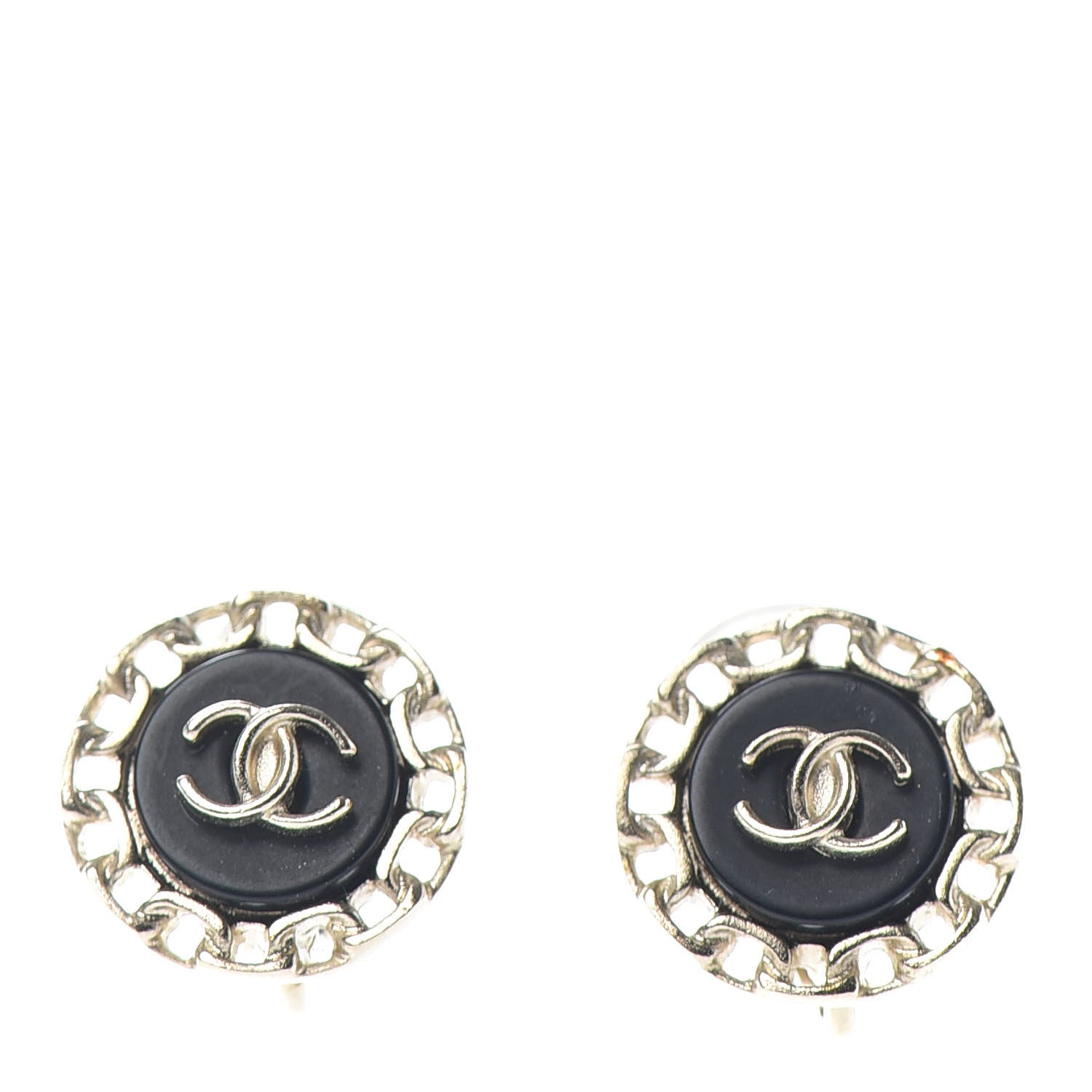 Chanel CC Chain Clip On Earrings Golden Black 1 of 4