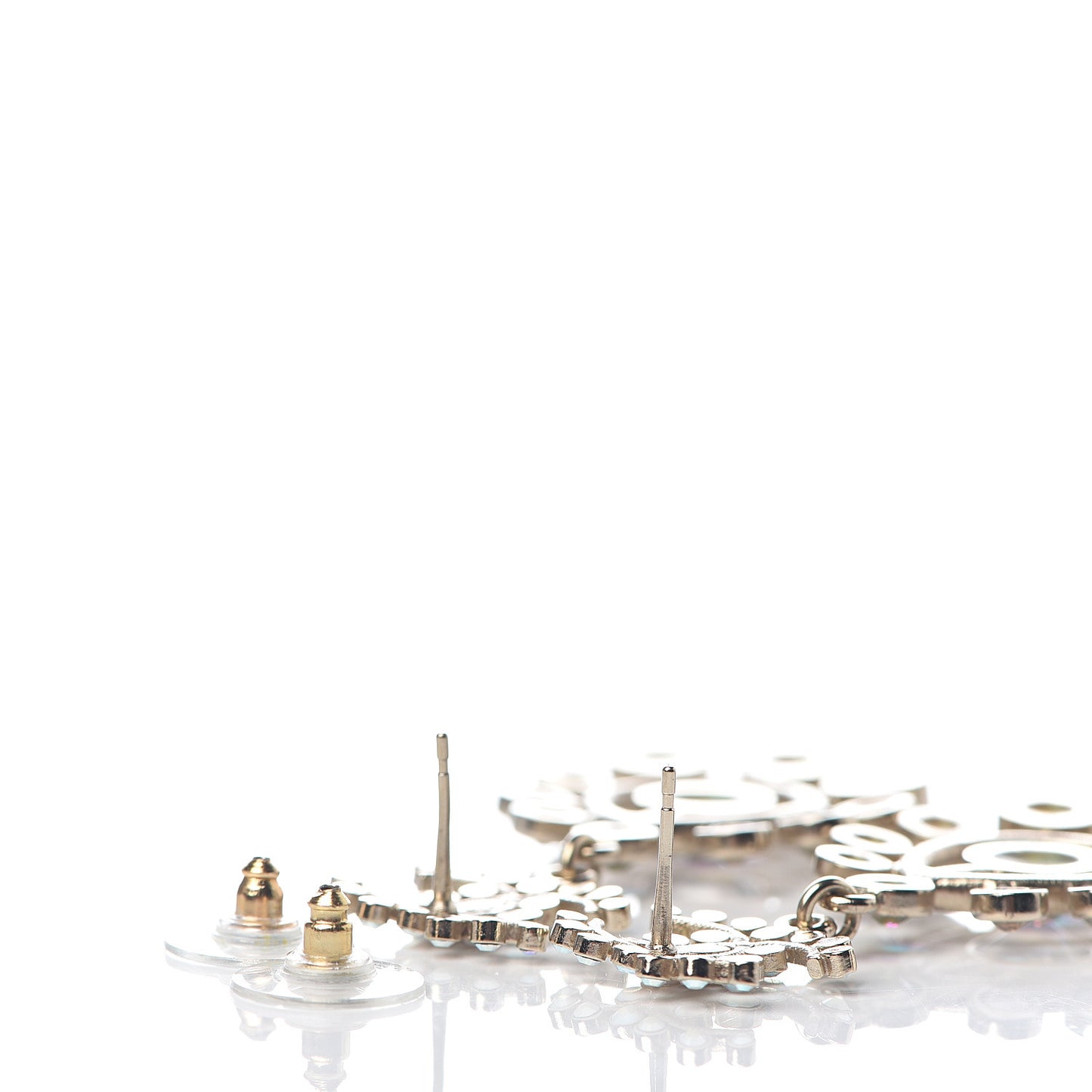 Iridescent Crystal CC Drop Earrings Gold