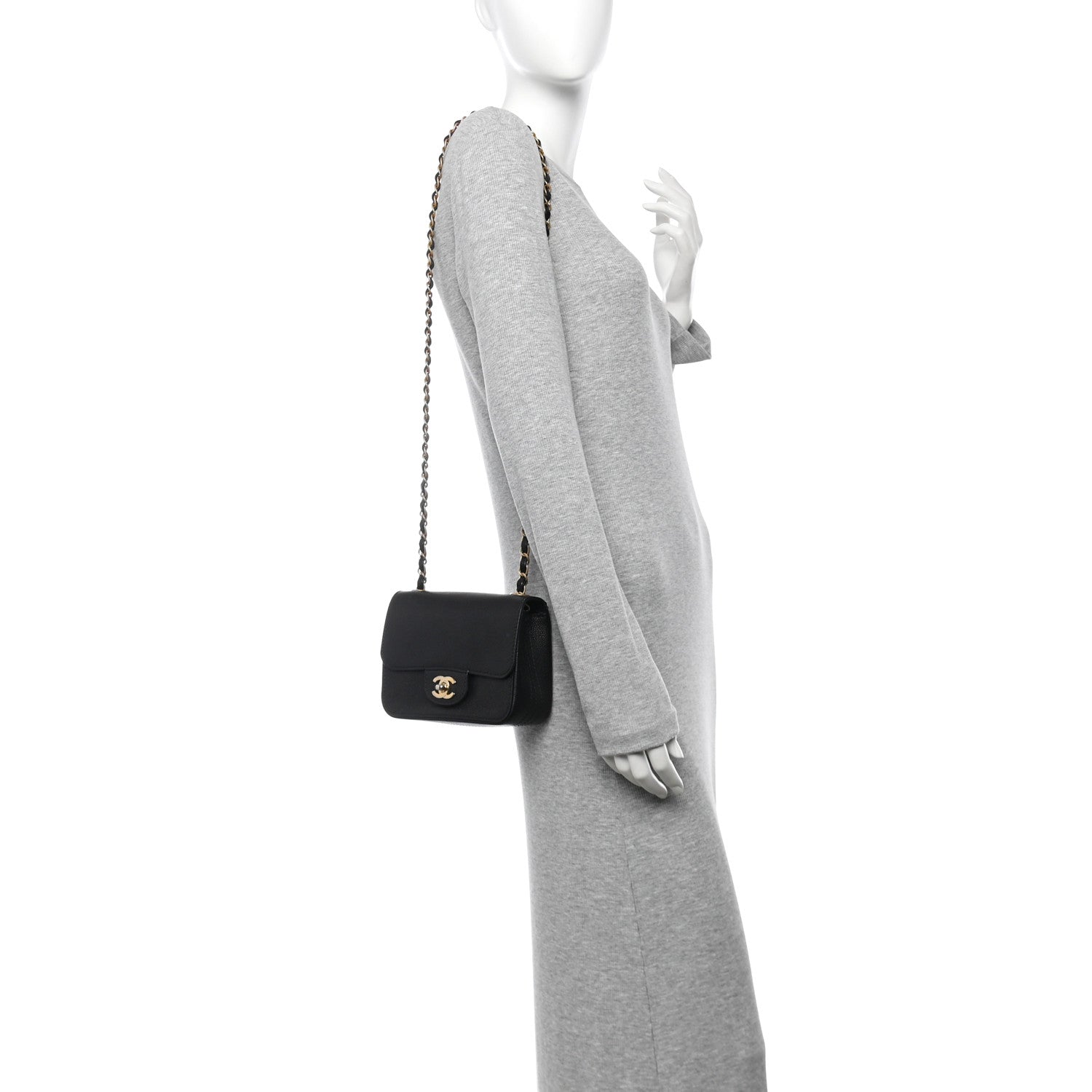 Chanel Grained Calfskin Mini Square Classic Pure Flap Black 2 of 11