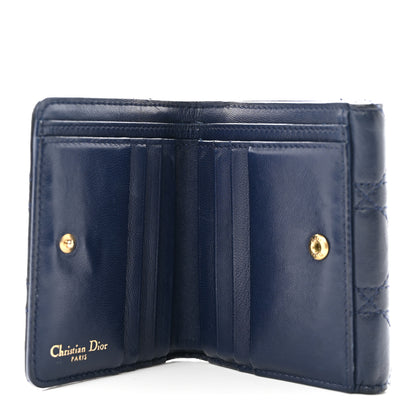 Christian Dior Lambskin Cannage Dioraddict Flap Wallet Navy 6 of 9