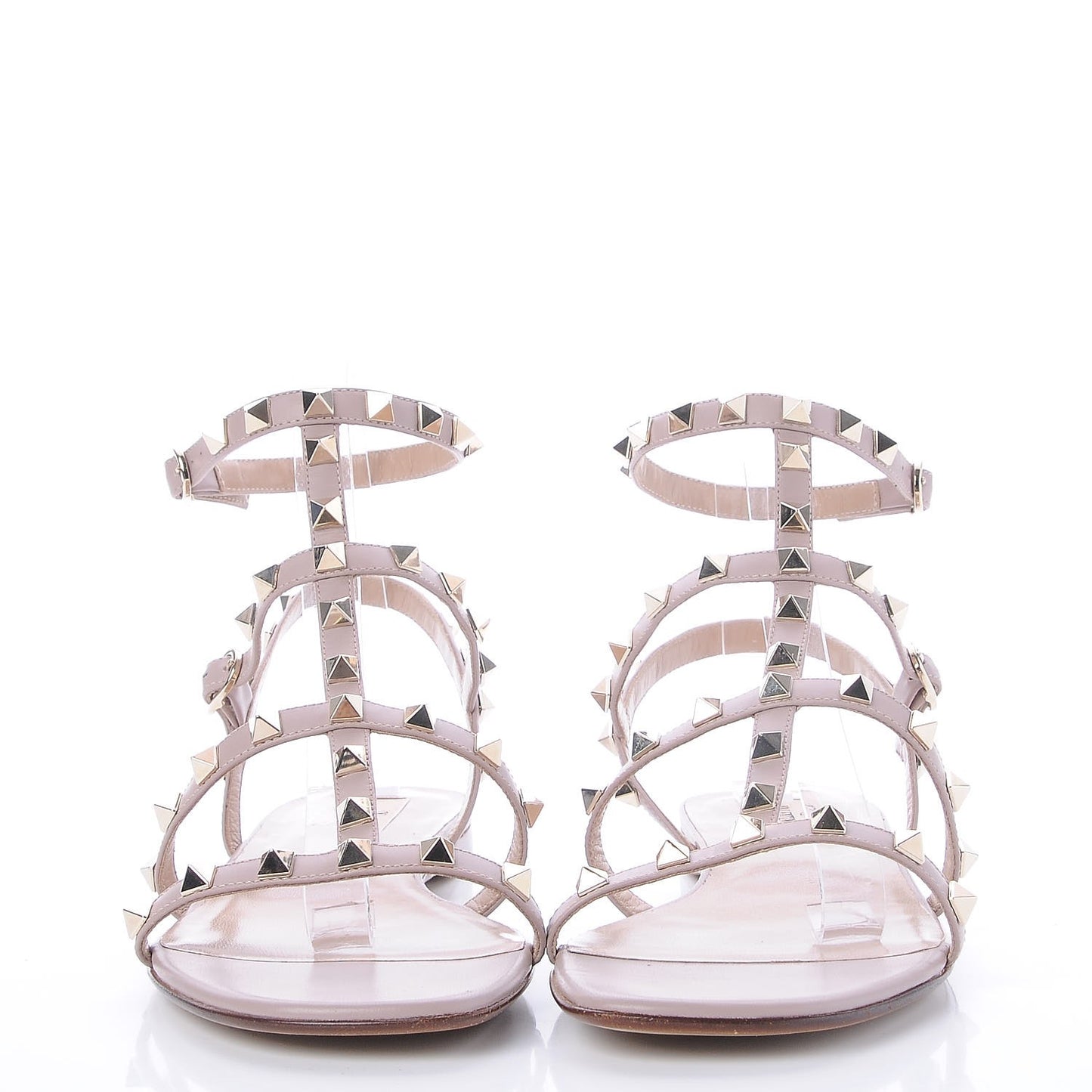 Nappa Rockstud Gladiator Flat Sandals 41 Poudre