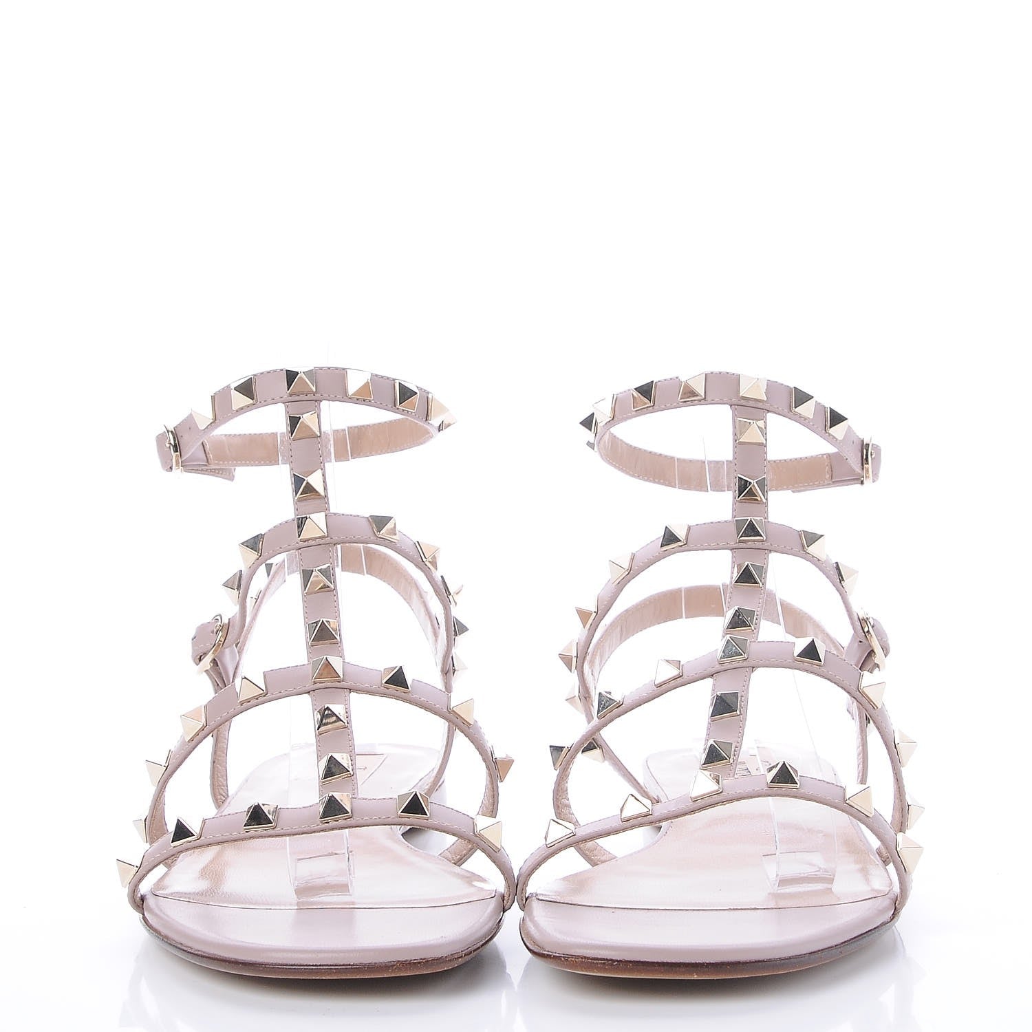 Valentino Garavani Nappa Rockstud Gladiator Flat Sandals 41 Poudre 2 of 8