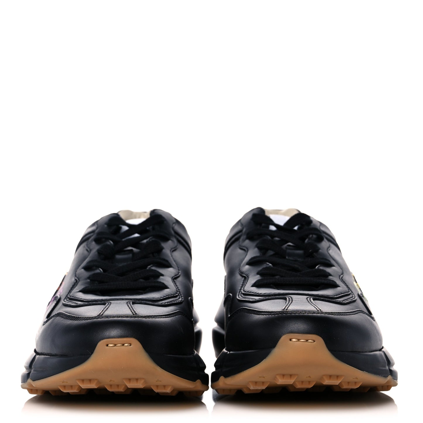 Calfskin Iridescent Logo Mens Rhyton Sneakers 6 Black