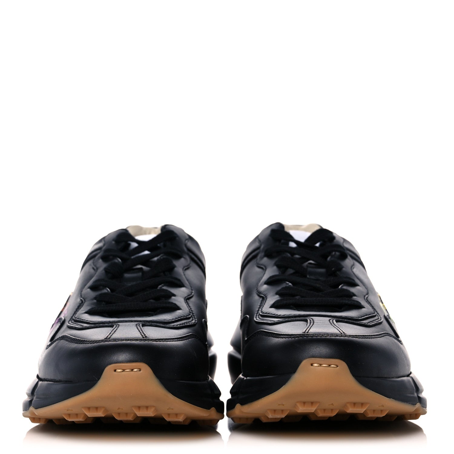 Gucci Calfskin Iridescent Logo Mens Rhyton Sneakers 6 Black 2 of 8